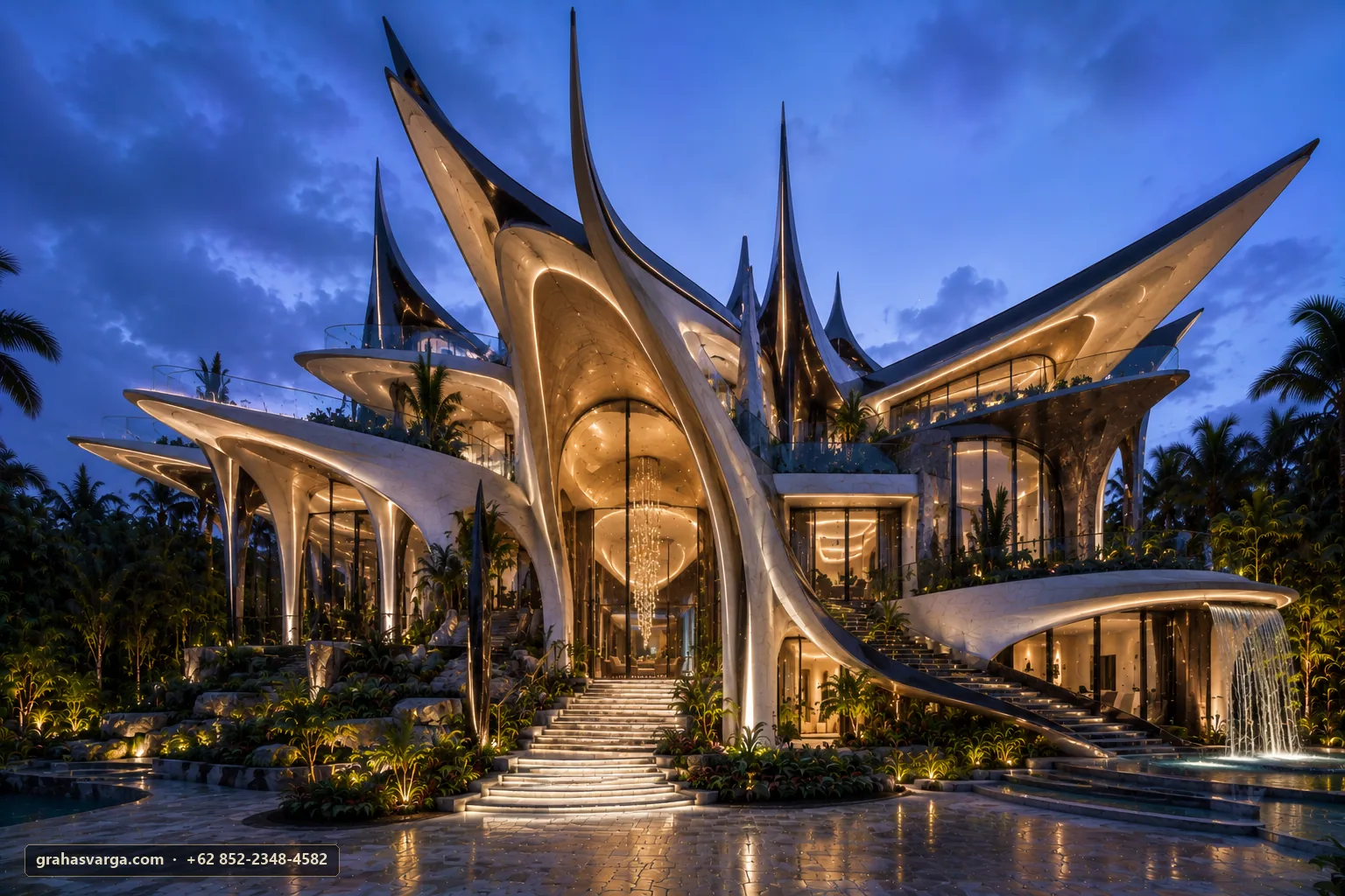 Arsitektur rumah masa depan dengan bentuk visioner karya Graha Svarga