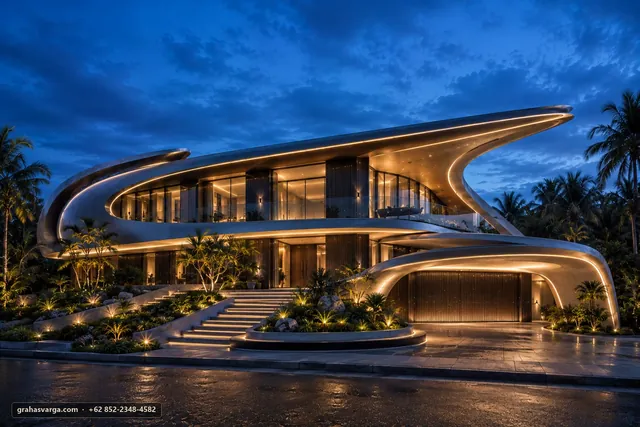 Modern Futuristic Mansion Ratna by Graha Svarga