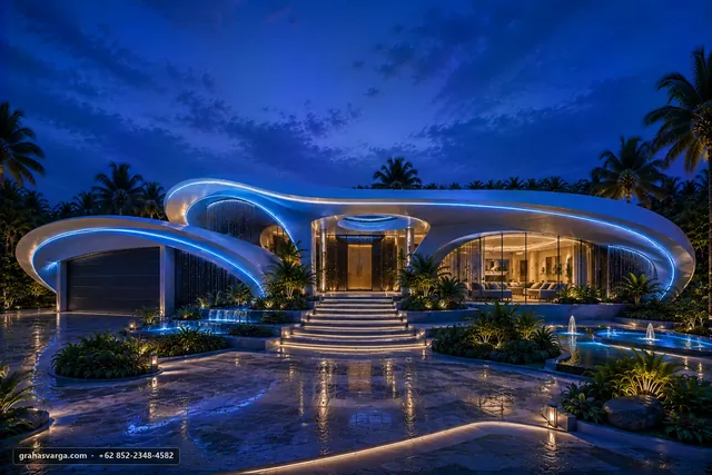 Modern Futuristic Mansion Aroha by Graha Svarga